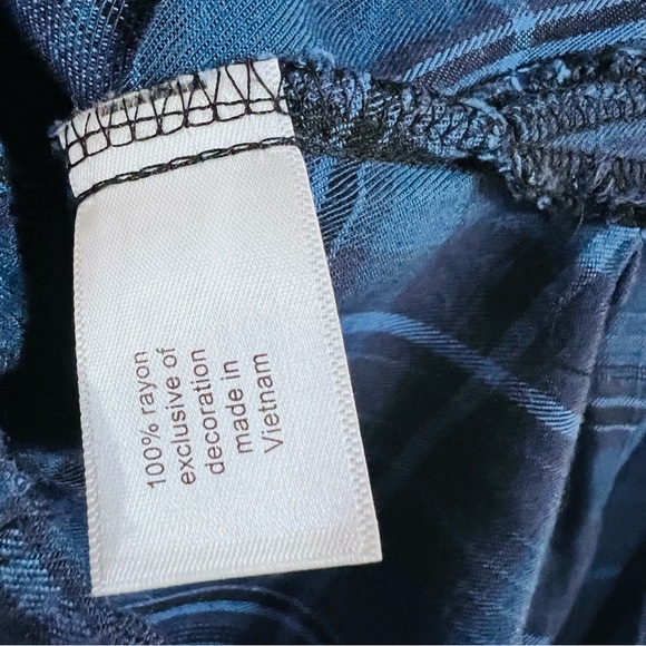 Lane Bryant Blue Plaid Button Down Lace Detail Roll Tab Sleeve Shirt Size 14/16 - Picture 9 of 10